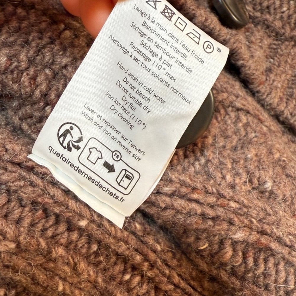 🍂🎃RARE Sezane ANDINA CARDIGAN Chunky Cable Knit Brown Sweater - Picture 10 of 11